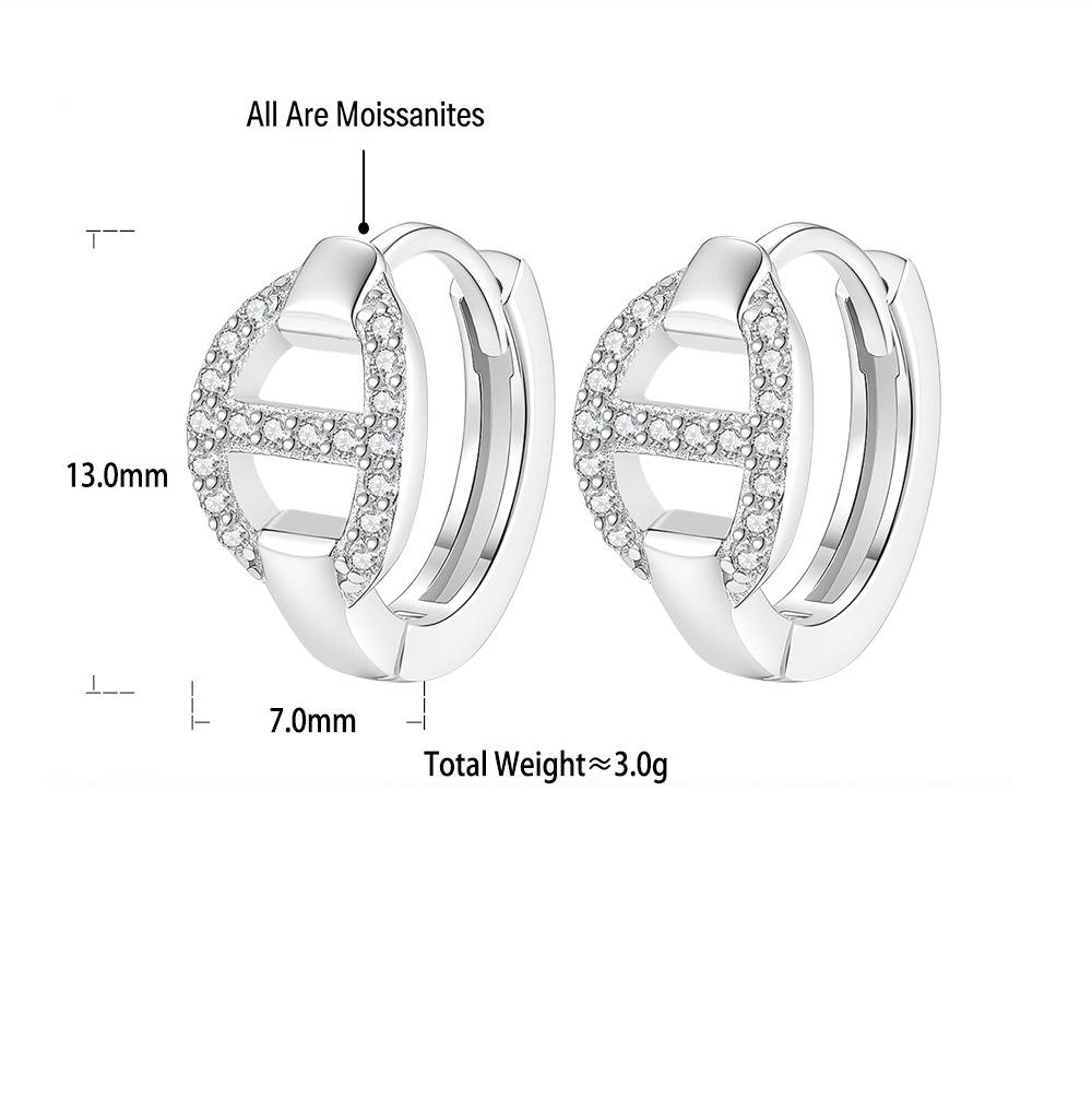 S925 Sterling Silver Openwork "Pig Nose" Moissanite Earrings