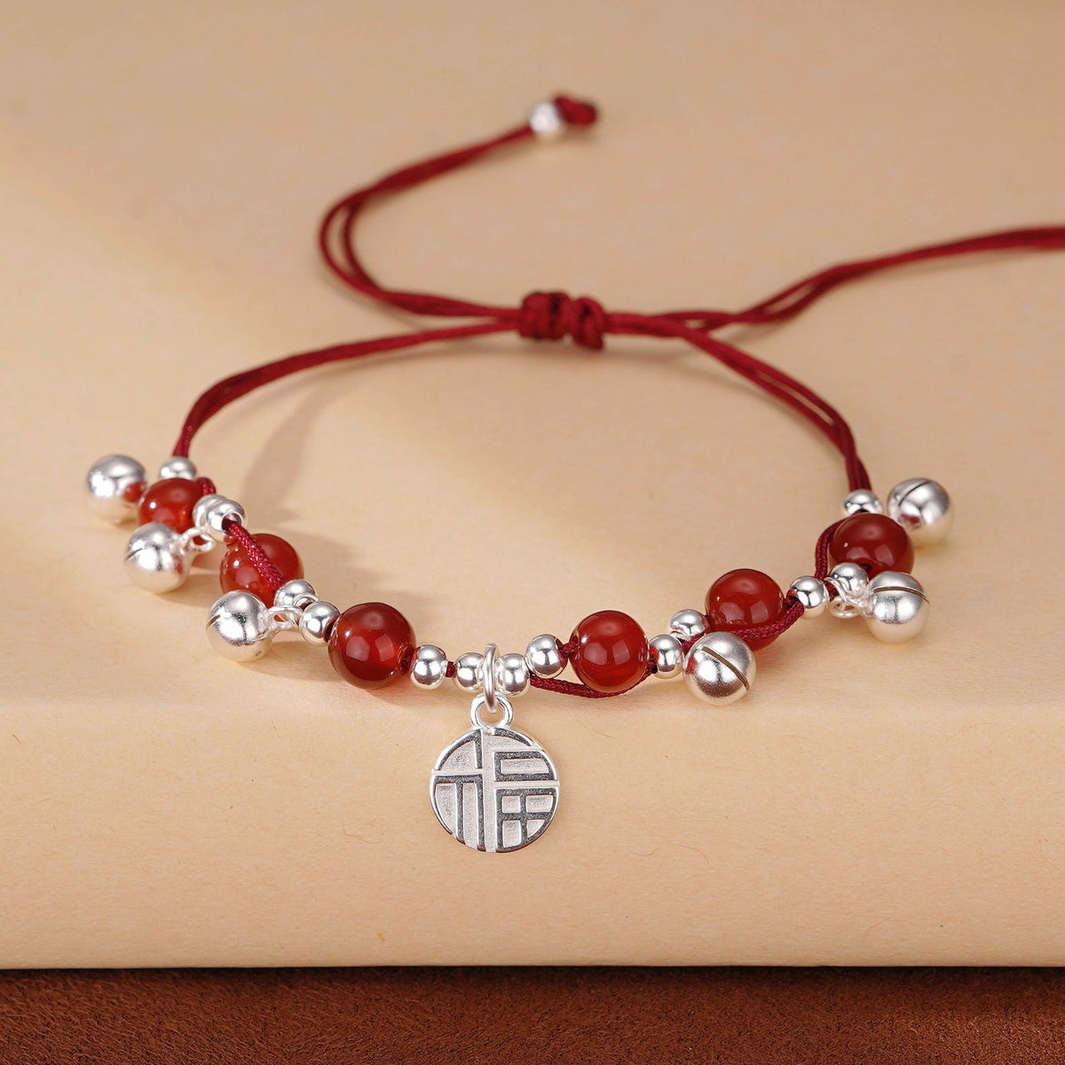 925 sterling silver red agate red braided rope bracelet