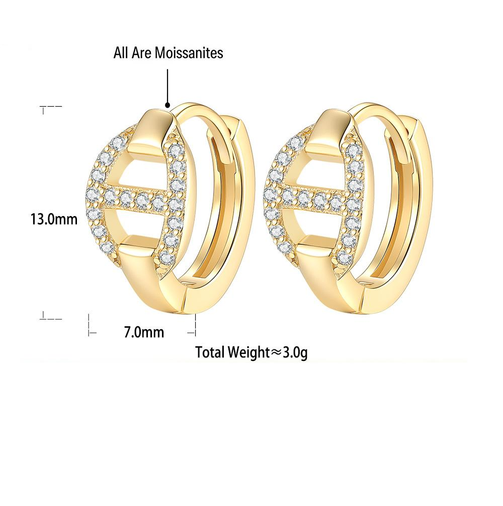S925 Sterling Silver Openwork "Pig Nose" Moissanite Earrings