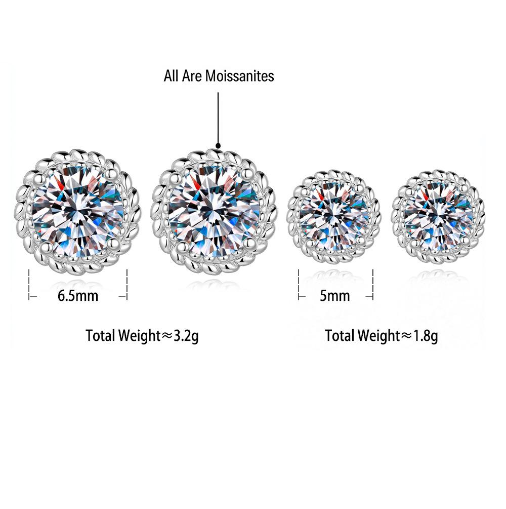 S925 Sterling Silver Bezel-Set Moissanite Stud Earrings