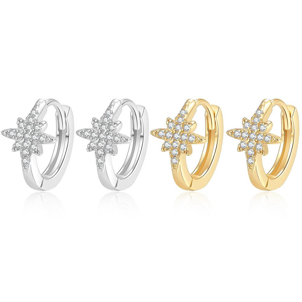 S925 Sterling Silver Eight-Pointed Star Earrings