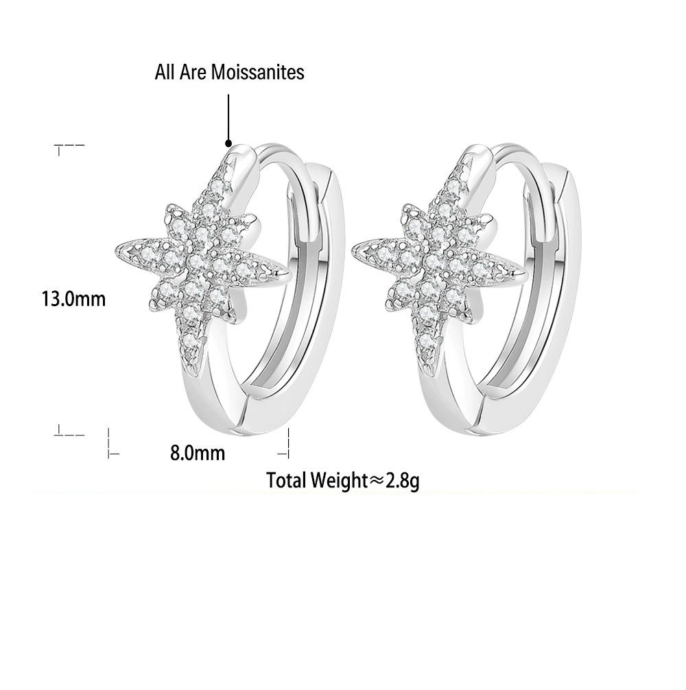 S925 Sterling Silver Eight-Pointed Star Earrings
