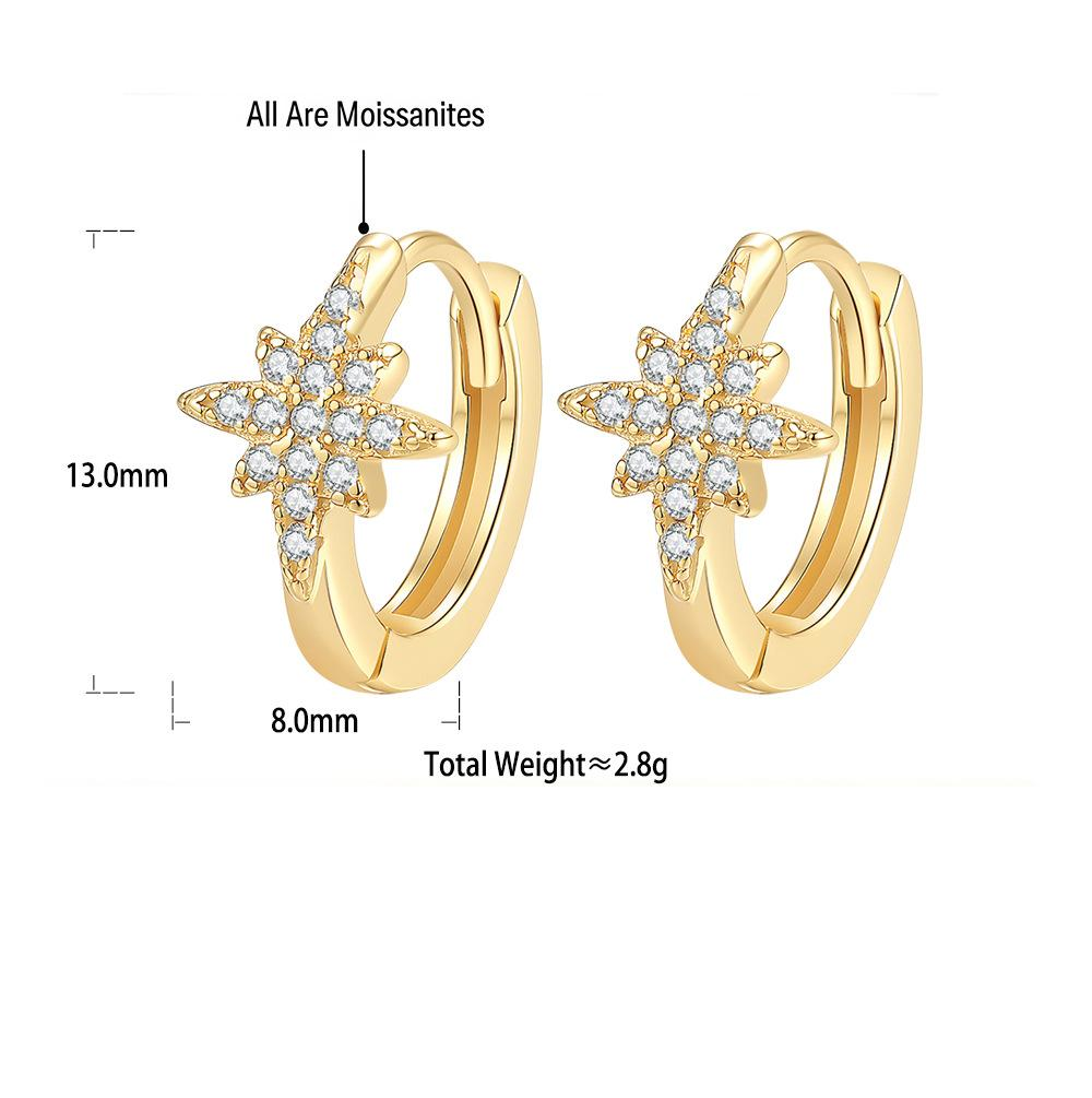 S925 Sterling Silver Eight-Pointed Star Earrings