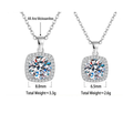 S925 Sterling Silver Small Square Moissanite Pendant Necklace