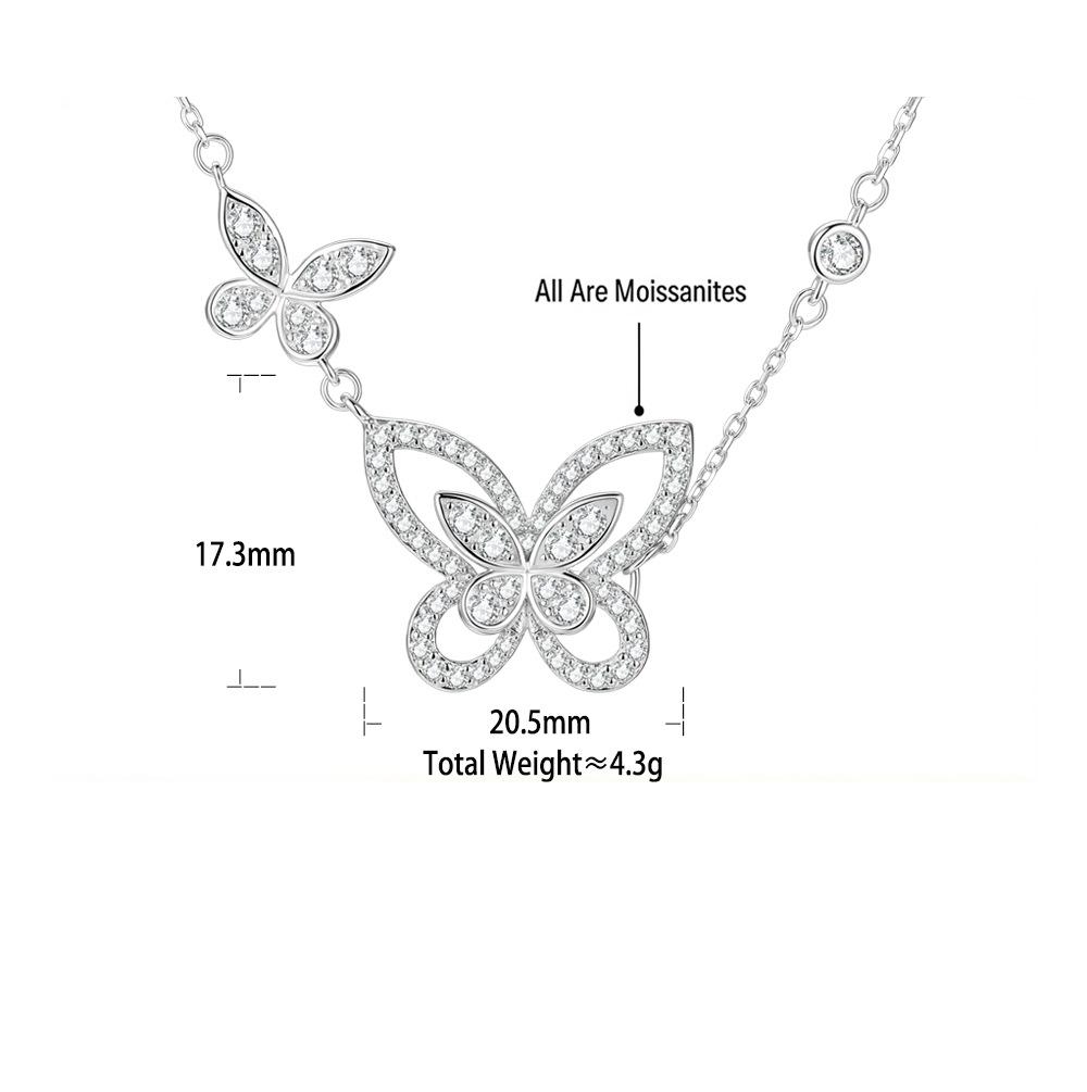 S925 Sterling Silver Phantom Butterfly Moissanite Pendant Necklace