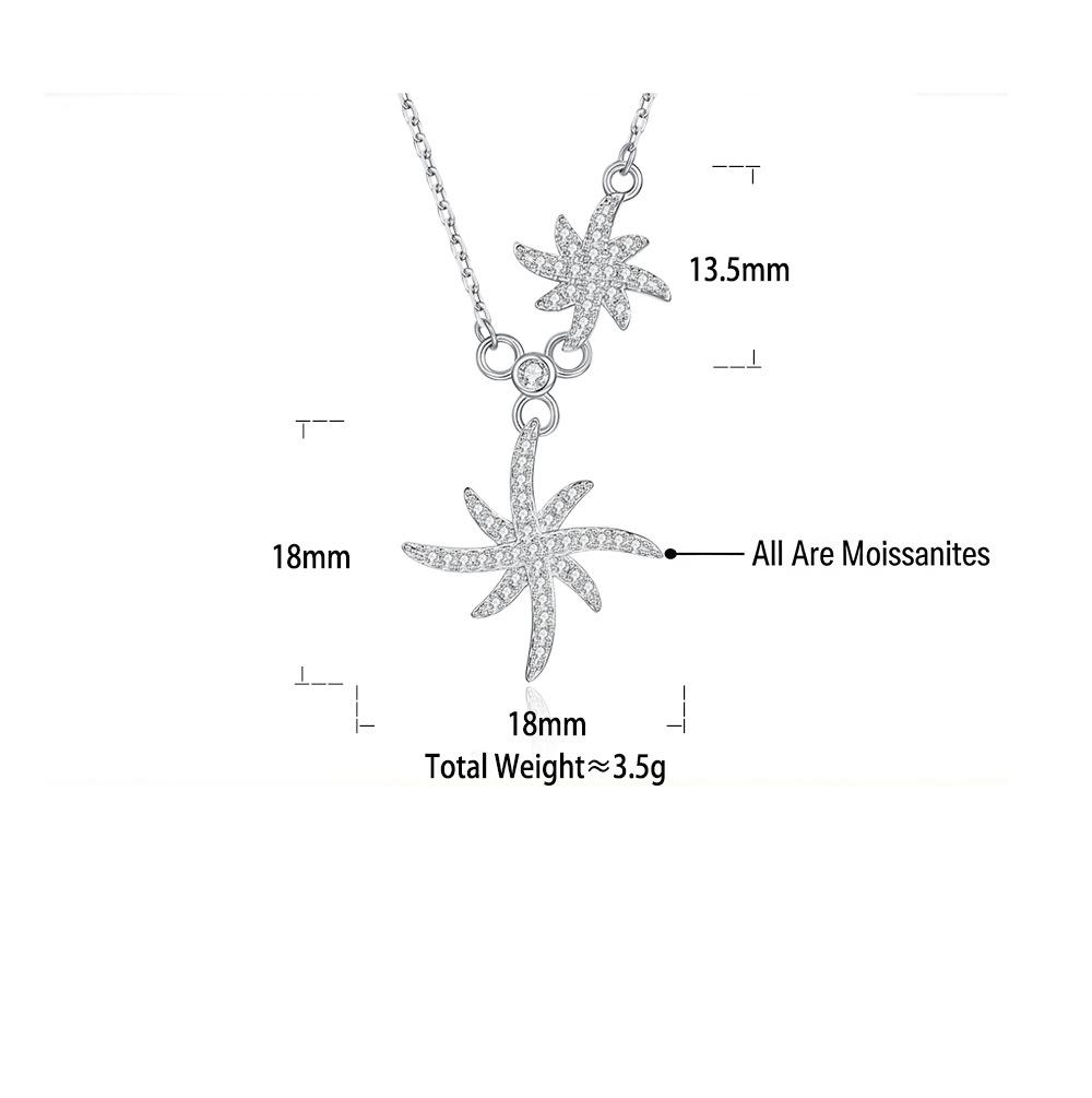 S925 Sterling Silver Hexagram Moissanite Pendant Necklace