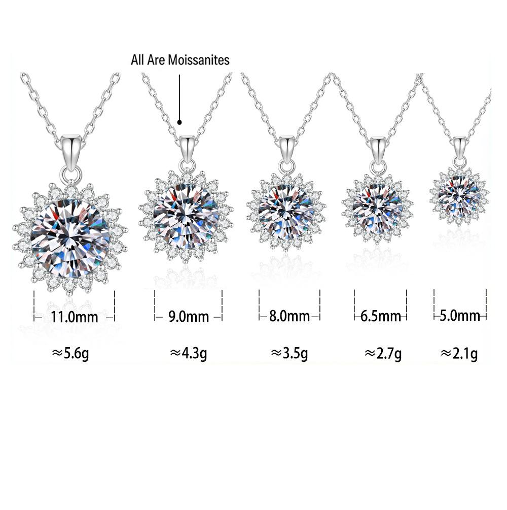 S925 Sterling Silver Sunflower Moissanite Necklace