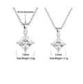 S925 Silver Square Moissanite Pendant Necklace