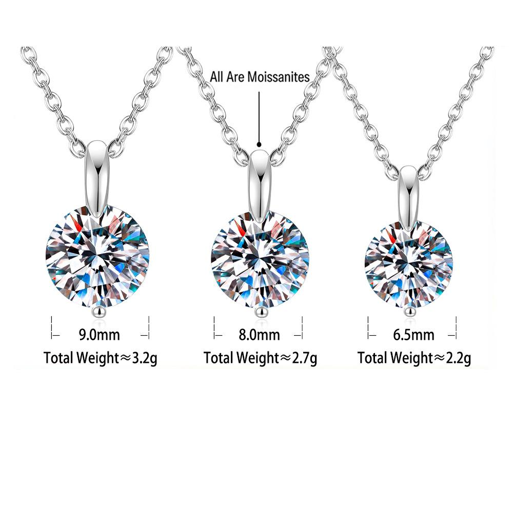 S925 Sterling Silver Round Moissanite Necklace