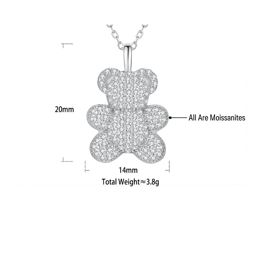 S925 Sterling Silver 18K Gold-Plated Cute Bear Pendant Necklace
