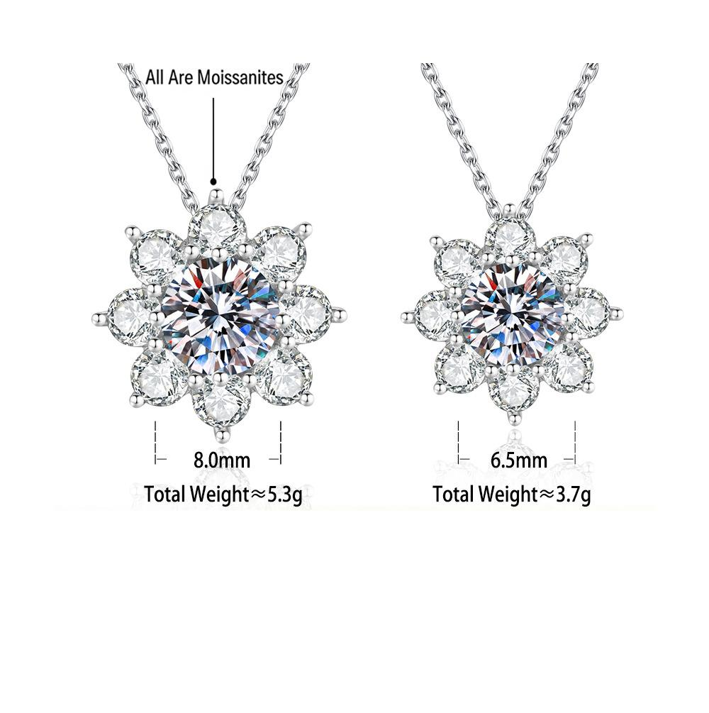 S925 Sterling Silver Sunflower Moissanite Necklace