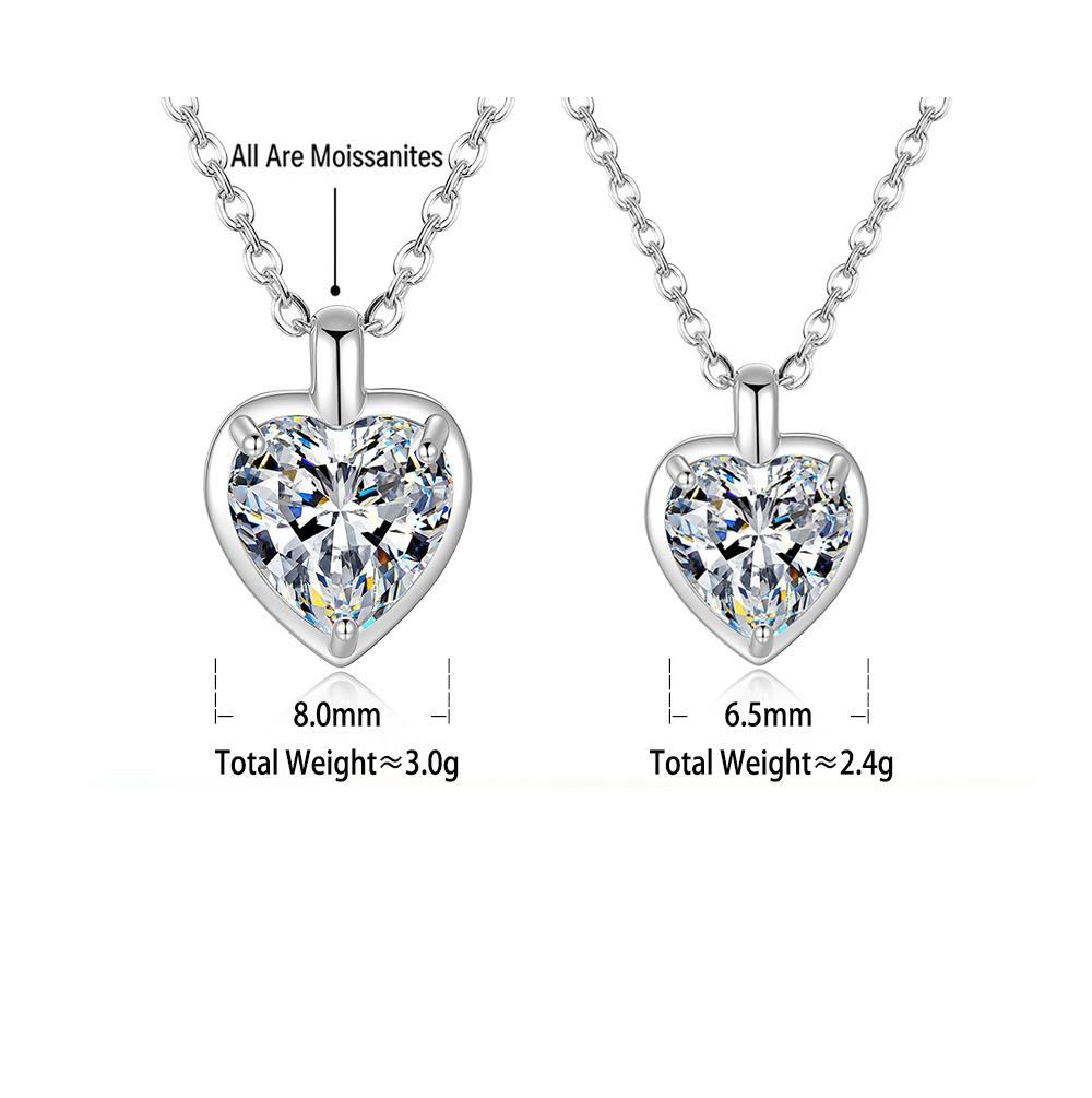 S925 Sterling Silver Heart-Shaped Moissanite Pendant Necklace