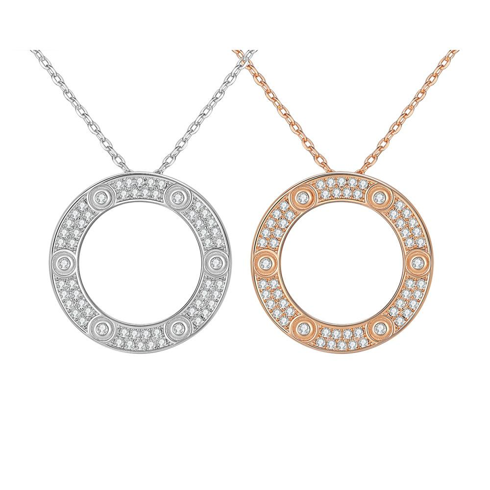 S925 Silver "Starry Sky" Moissanite Necklace with Circular Pendant
