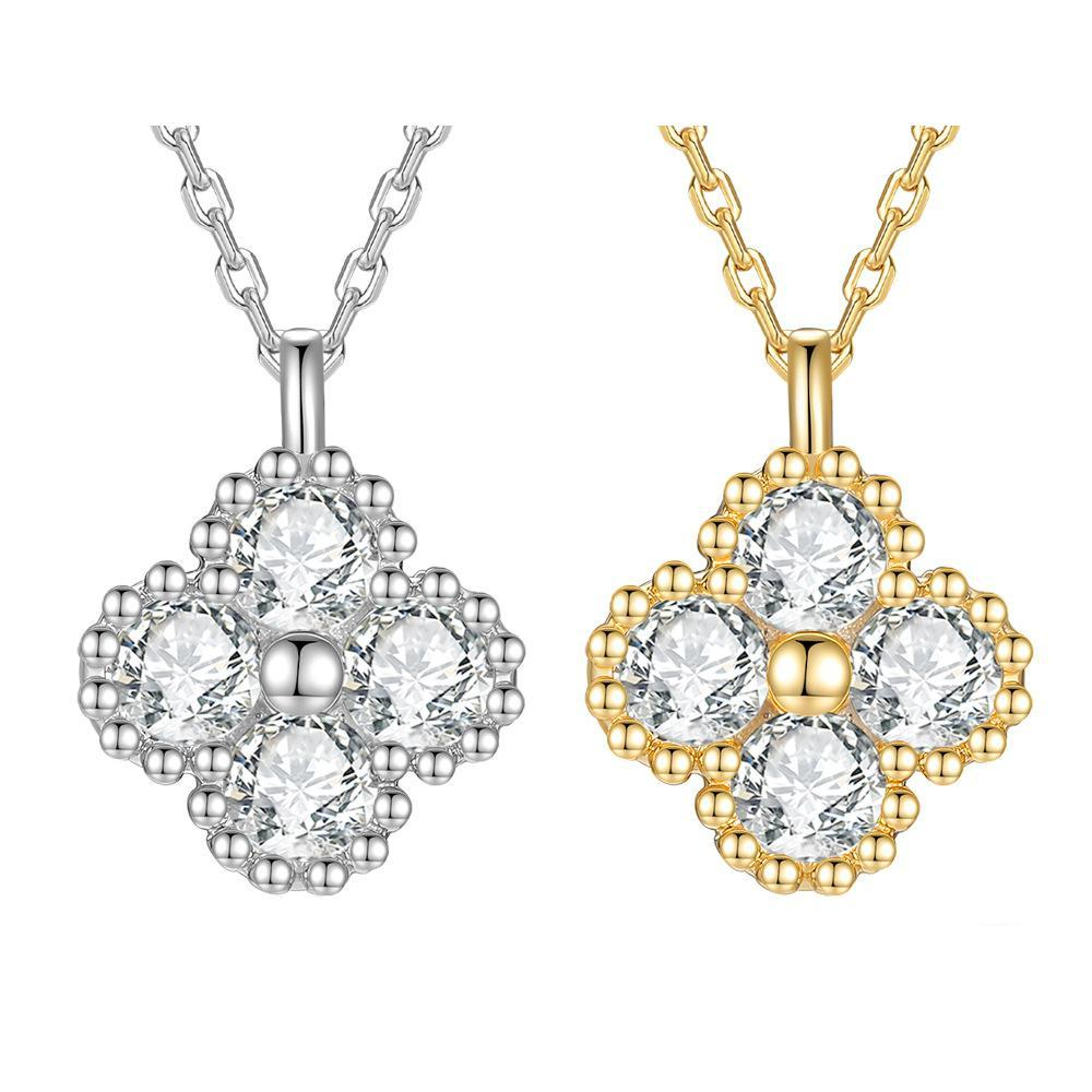 S925 Sterling Silver Four-Leaf Clover Moissanite Necklace