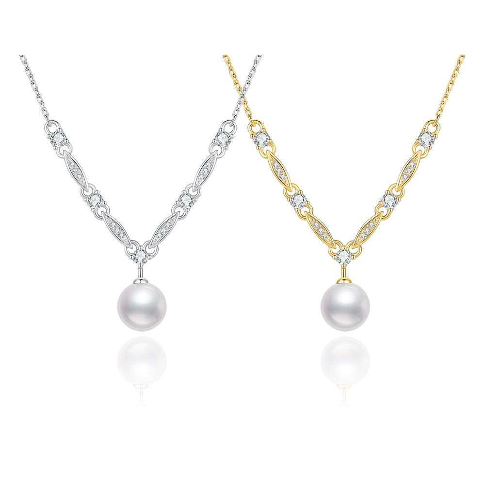 S925 Sterling Silver Pearl and Moissanite Necklace