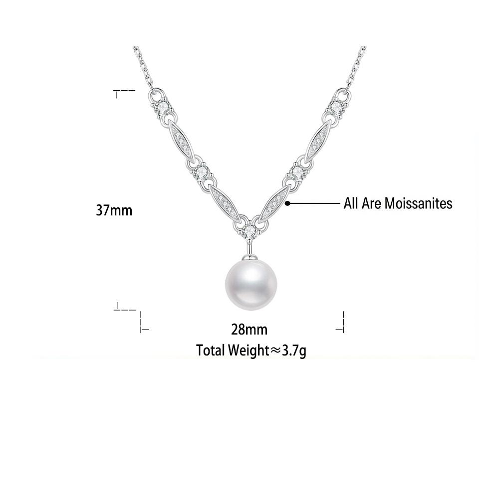 S925 Sterling Silver Pearl and Moissanite Necklace