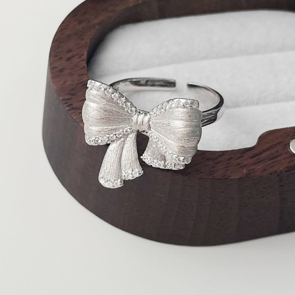 925 sterling silver bowknot ring - silvery