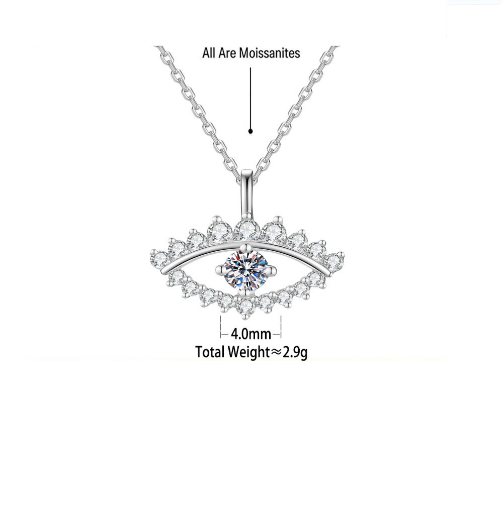 S925 Sterling Silver Evil Eye Moissanite Pendant Necklace