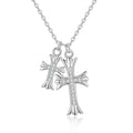 S925 Sterling Silver Moissanite Double Cross Pendant Necklace