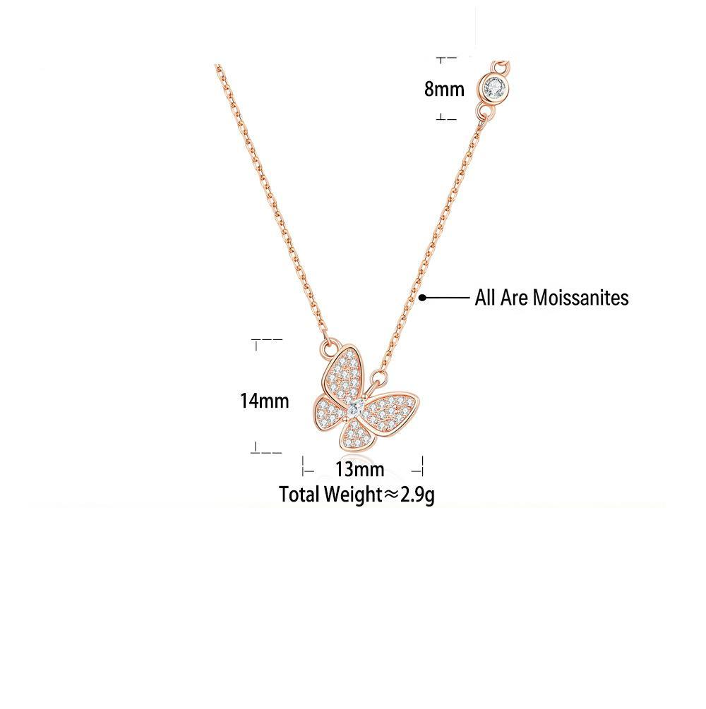 S925 Silver Butterfly Moissanite Necklace