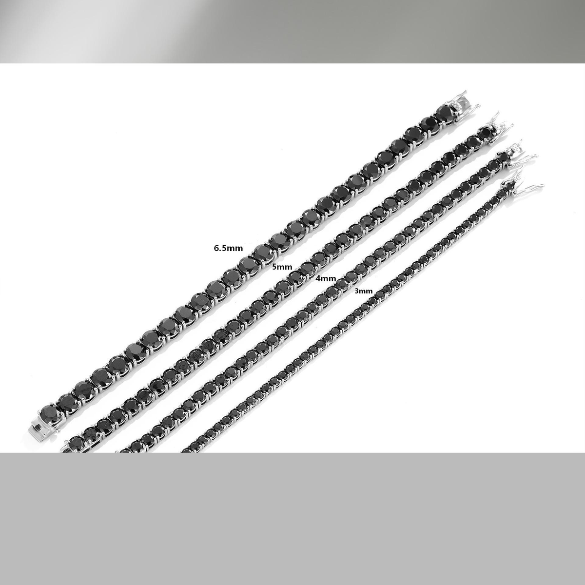 S925 Sterling Silver Black Moissanite Tennis Chain