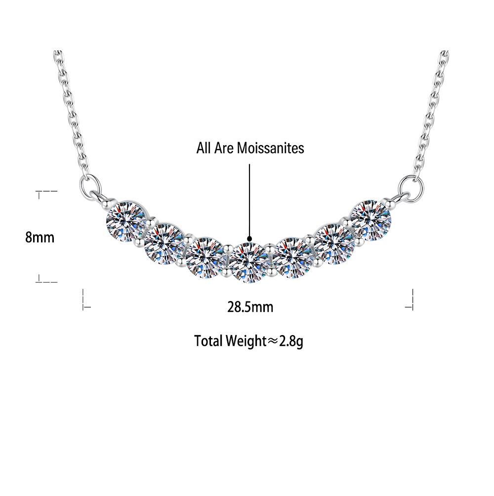 S925 Silver Moissanite "Smile" Necklace with Seven Stones
