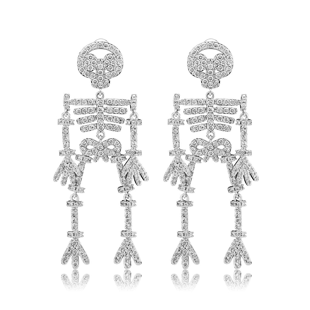 S925 Sterling Silver Halloween Novelty Bleeding Skull Earrings