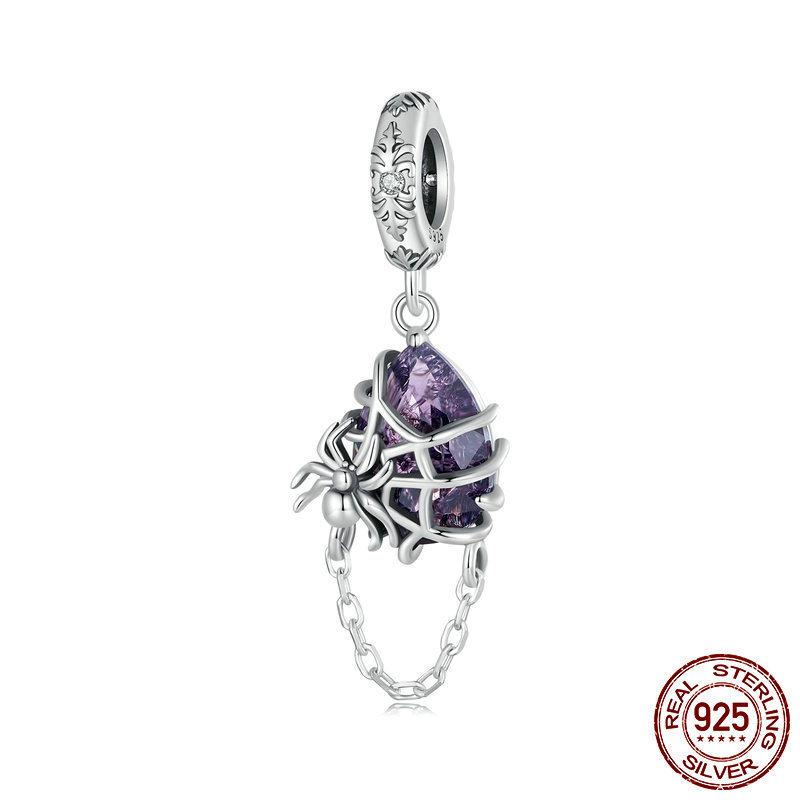 S925 Silver Halloween Spider Pendant Necklace