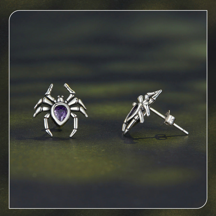 S925 Silver Halloween Spider Stud Earrings