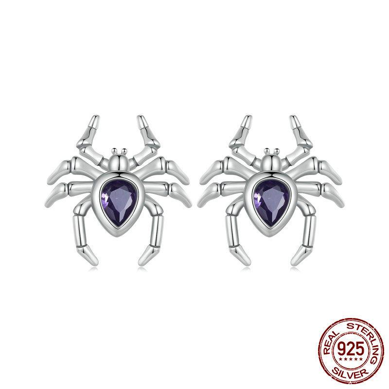 S925 Silver Halloween Spider Stud Earrings
