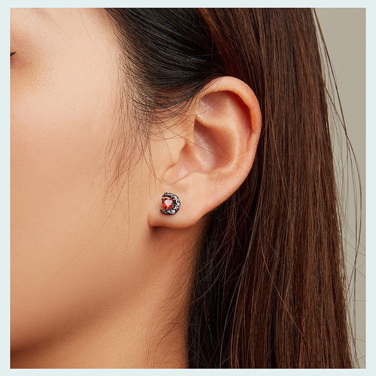 S925 Silver Halloween "Moonlight in the Dark" Stud Earrings