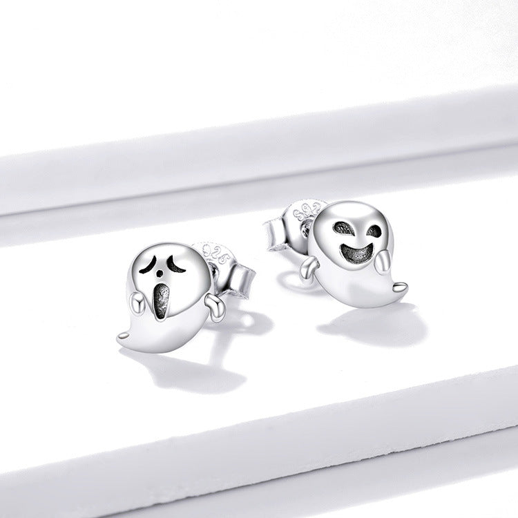 S925 Silver Halloween Little Devil and Ghost Earrings