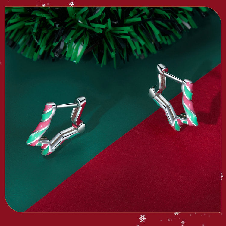 S925 Sterling Silver Christmas Star Earrings