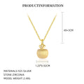 S925 Sterling Silver Matte Gold Apple Pendant Christmas Necklace