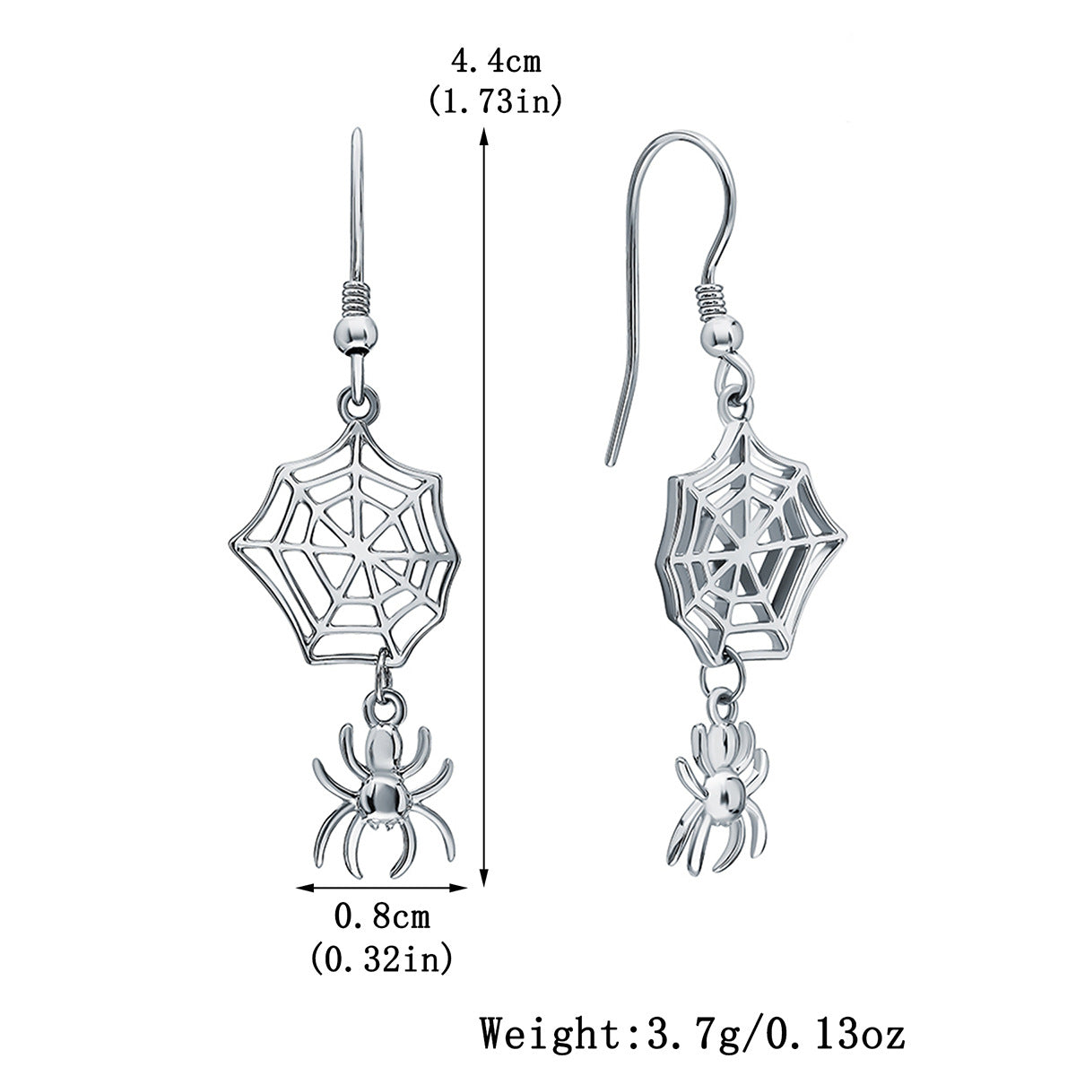 S925 Sterling Silver Gothic Spiderweb Pendant Necklace and Earrings