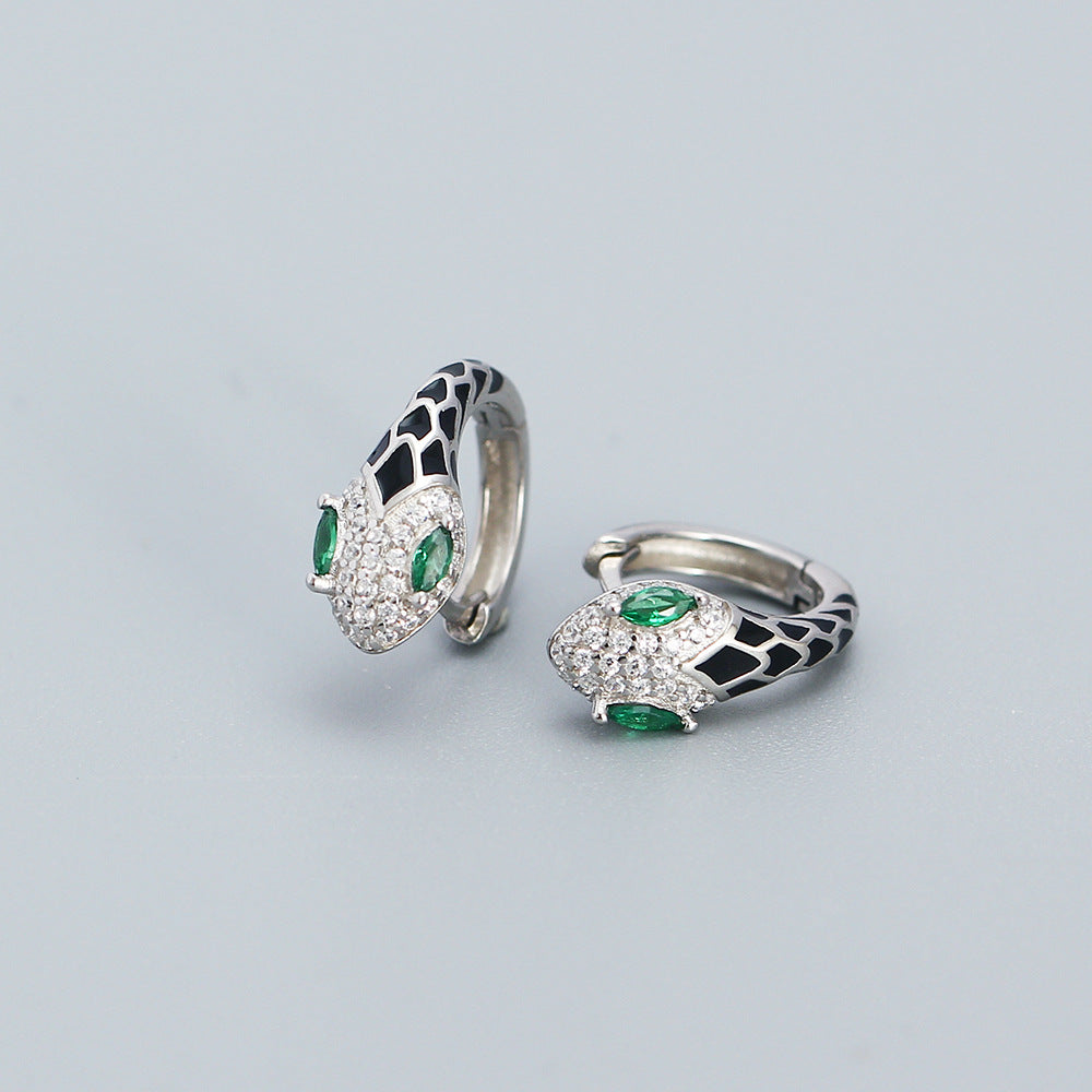 S925 Sterling Silver Halloween Snake-Shaped U-Hoop Earrings