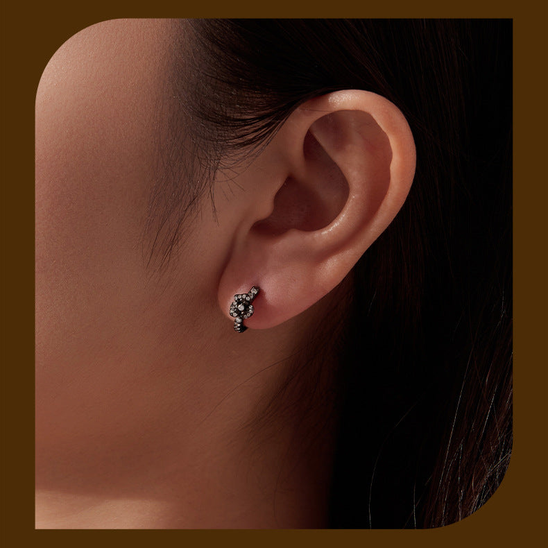 S925 Silver Halloween Rose Zircon Earrings