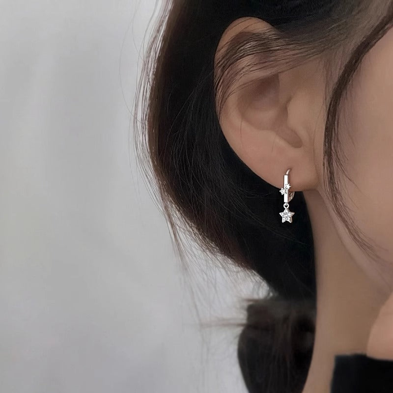 925 sterling silver star pendant ear buckle