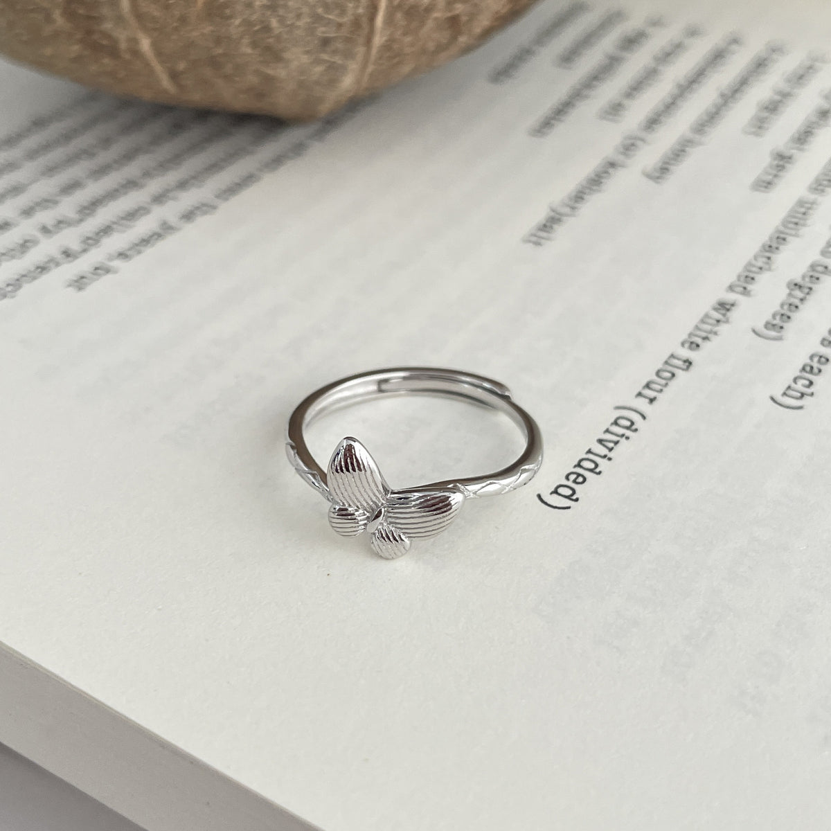 925 sterling silver butterfly shaped open ring - silvery