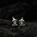 S925 Sterling Silver Whimsical Ghost with Witch Hat Earrings