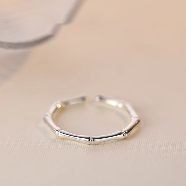 S925 Pure Silver Bamboo Knot Open Ring
