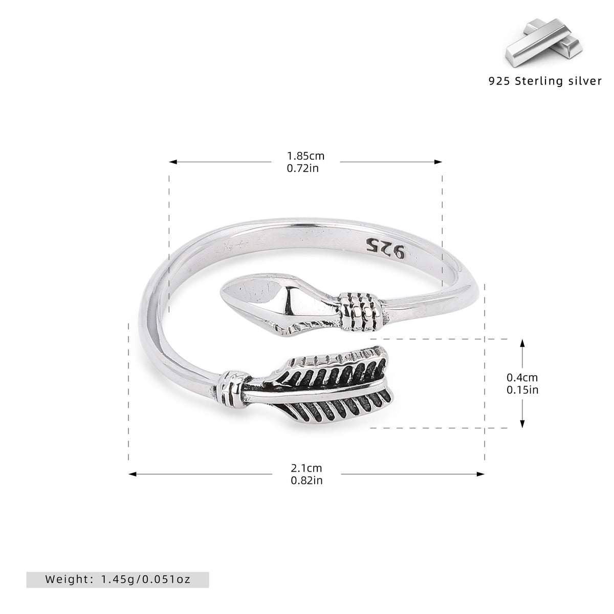 S925 Sterling Silver Sexy Minimalist Ring with Adjustable Opening