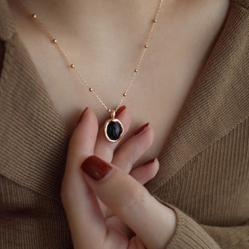 925 sterling silver black agate pendant necklace
