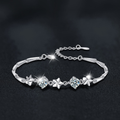 S925 Sterling Silver & Moissanite Five-Leaf Clover Bracelet