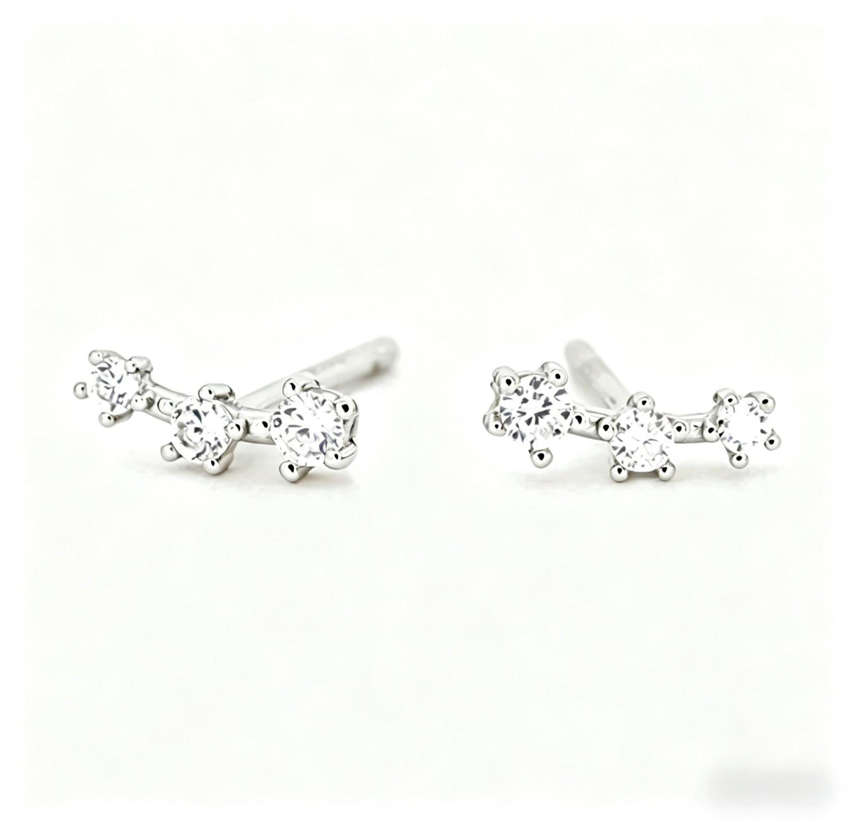 S925 Sterling Silver Zircon Stud Earrings