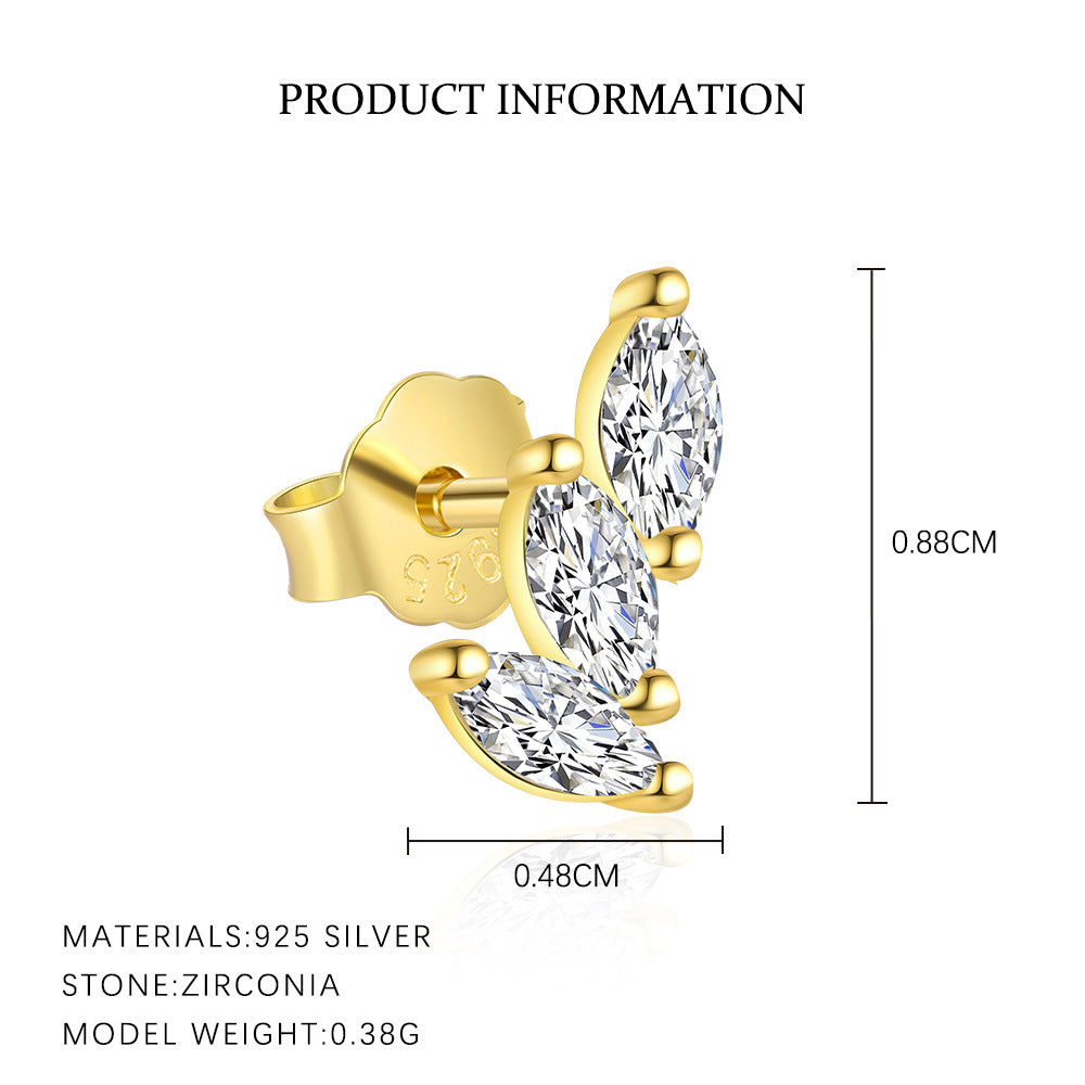 S925 Sterling Silver Zircon Stud Earrings