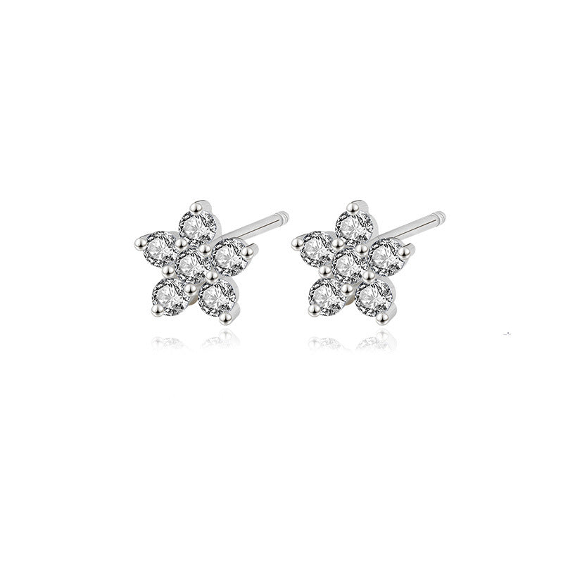 S925 Sterling Silver Flower Stud Earrings