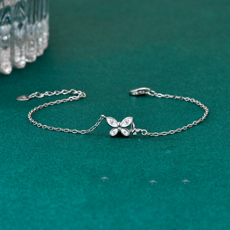 S925 Sterling Silver "Butterfly & Flower" Bracelet