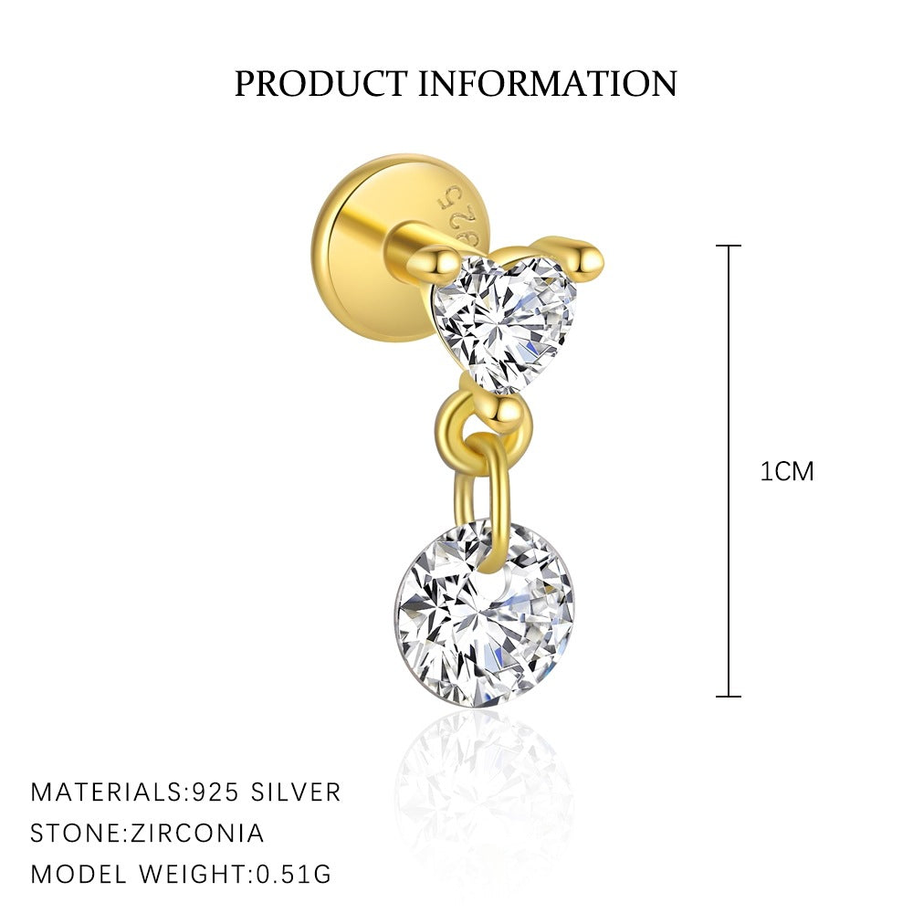 S925 Sterling Silver Irregular Zircon Stud Earrings