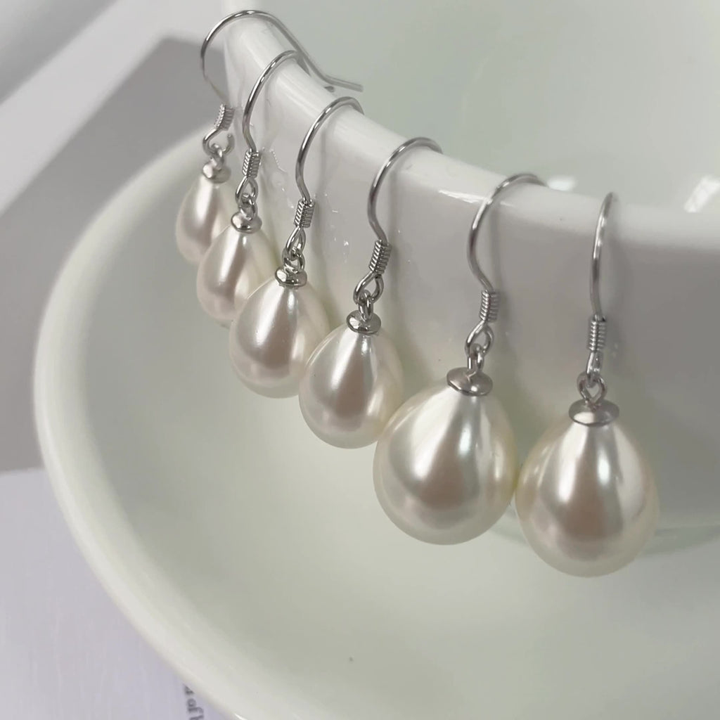 925 sterling silver imitation pearl earrings